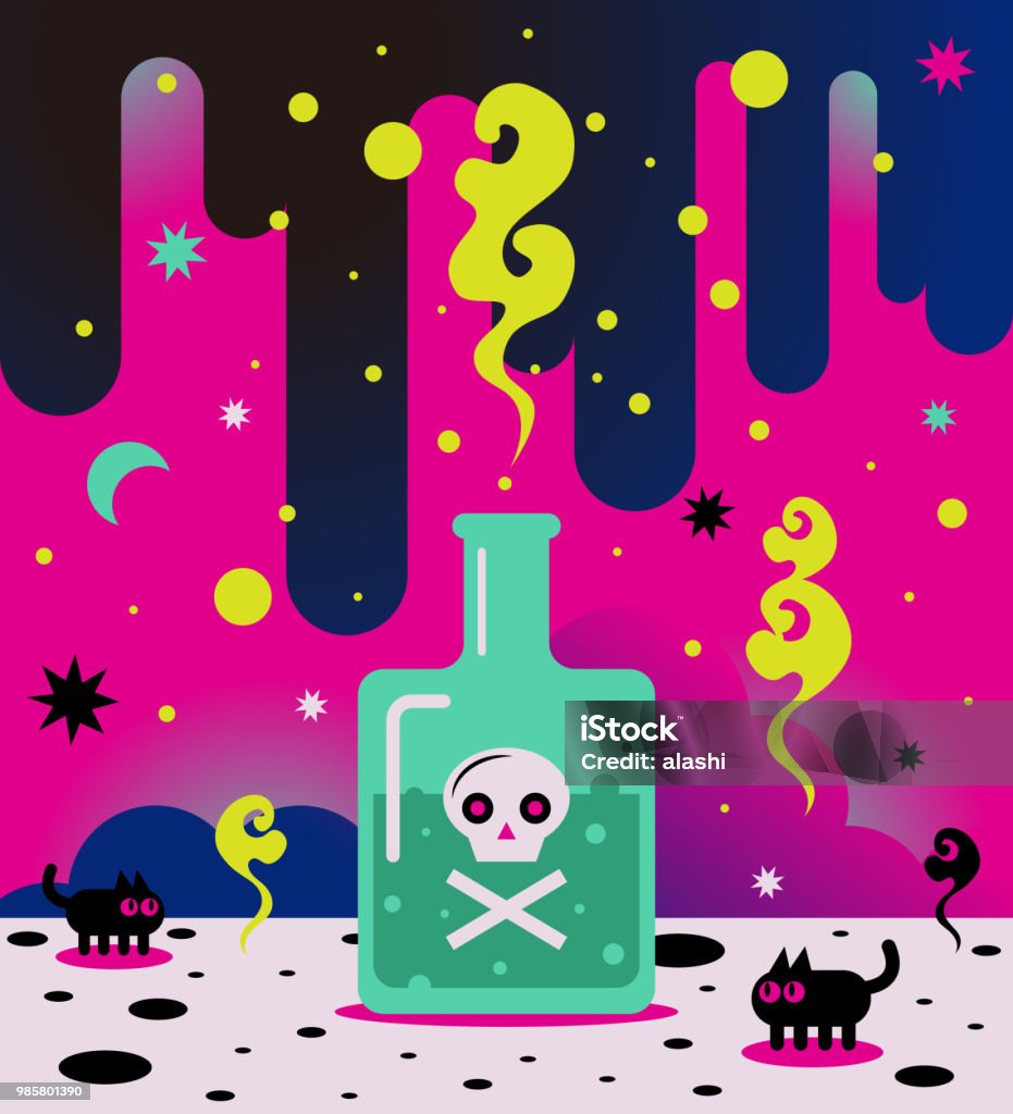 Bizarre poison bottle with skull and crossbones Bizarre Cartoon Characters Design Vector art illustration.
Bizarre poison bottle with skull and crossbones. Poisonous stock vector