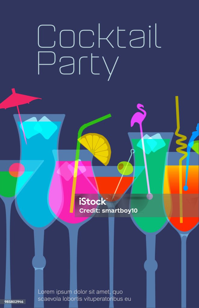 Cocktail drinks Colourful overlapping silhouettes of Cocktail drinks Cocktail stock vector