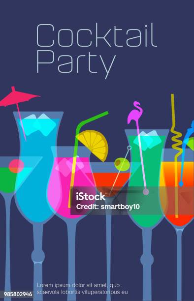 Cocktail Drinks Stock Illustration - Download Image Now - Cocktail, Party - Social Event, Drink