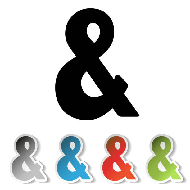 istock Vector simple black ampersand symbol and grey, blue, red, green stickers with sign of &. 985805722