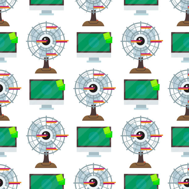 klimatyzator systemy śluzy bez szwu wzór komputer wentylator tła wentylator klimat technologia temperatura chłodna ilustracja wektorowa - electric fan ventilator isolated appliance stock illustrations