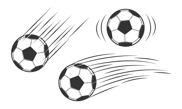 bildbanksillustrationer, clip art samt tecknat material och ikoner med fotboll i rörelse. vektorillustration - fotboll boll