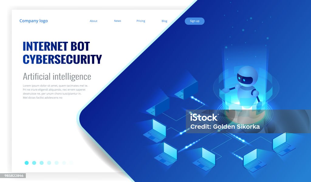 Good Bot Isometric Internet Bot And Cybersecurity Artificial Intelligence ...