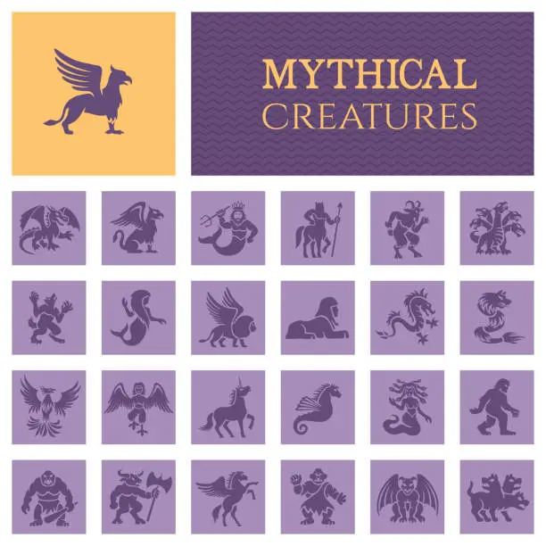 Vector illustration of Mythological Creature Icons