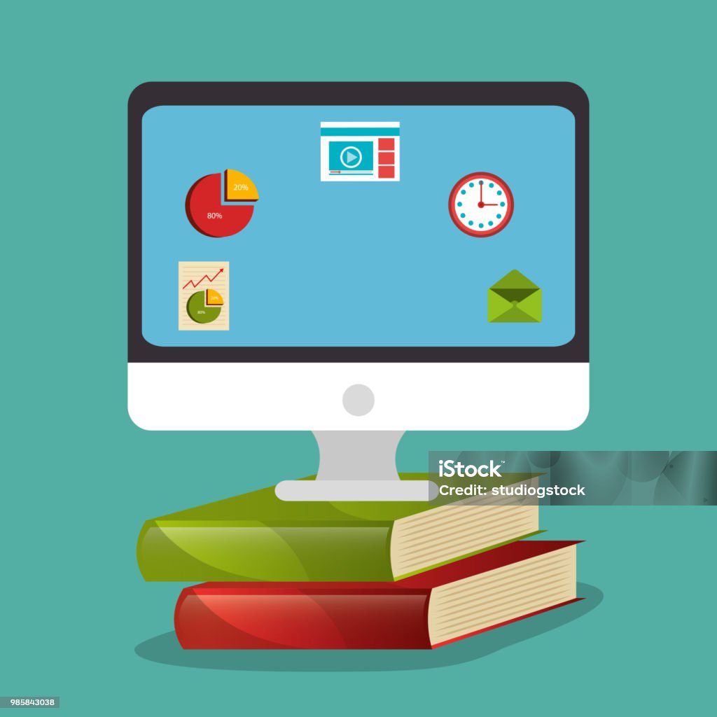 Design Learning Computer Image Electronic Learning With Computer Stock Illustration - Download Image ...