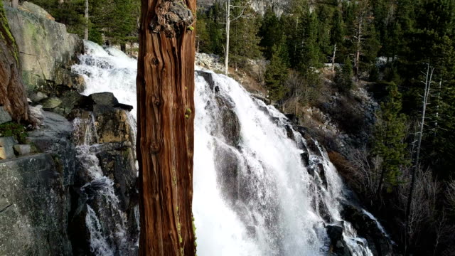 Orbiting around Eagle Falls , Massive Waterfall at Lake Tahoe , California