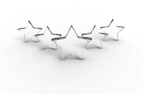 istock Five glass stars isolated on white background. 3D rendering. 985854944