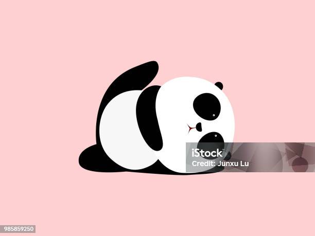 Vektorillustration Ein Niedlichen Cartoon Giant Panda Tut Yoga Hinlegen Und Heben Ein Bein Stock Vektor Art und mehr Bilder von Yoga