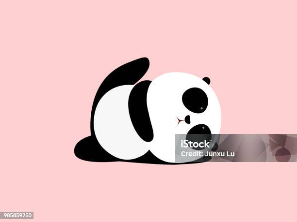 Vector Illustration A Cute Cartoon Giant Panda Is Doing Yoga Lying Down And Raising One Leg Stock Illustration - Download Image Now