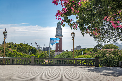 Torre Monumental or Torre de los Ingleses (Tower of the English) and General San Martin Plaza in Retiro - Buenos Aires, Argentina