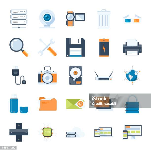 Technology And Hardware Stock Illustration - Download Image Now - Hard Drive, Icon Symbol, Electronics Industry