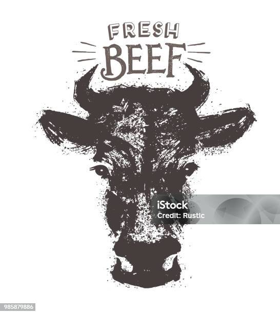 Cows Head In Graphic Style Stock Illustration - Download Image Now - Cow, Head, Paint