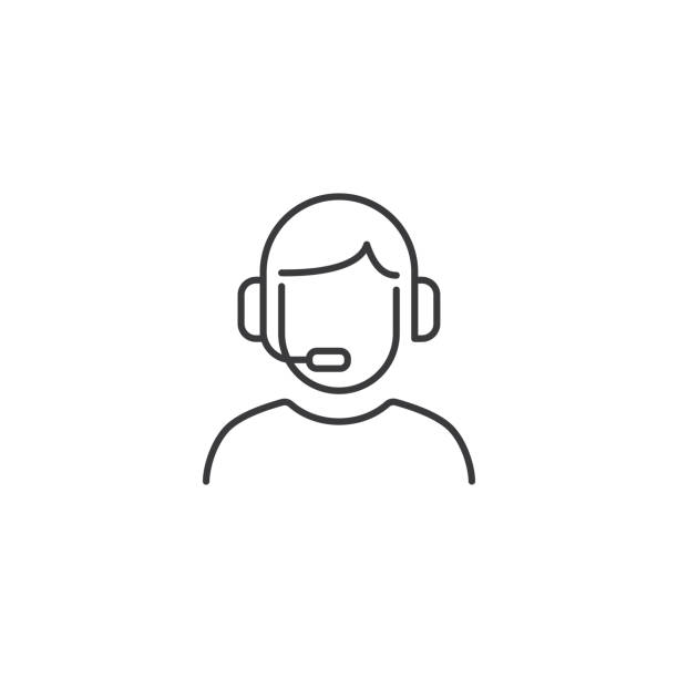line customer support icon on white background thin line customer support icon on white background hotline background stock illustrations
