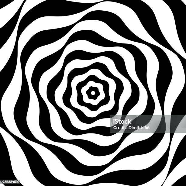 Black And White Op Art Stock Illustration - Download Image Now - Psychedelic, Pattern, Swirl Pattern