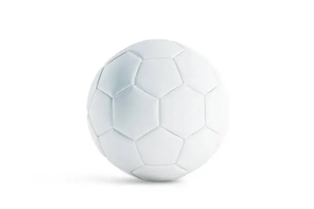 Photo of Blank white leather soccer ball mock up, front view