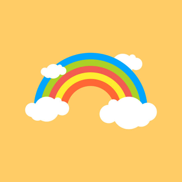 радуга плоская икона - rainbow umbrella descriptive color multi colored stock illustrations