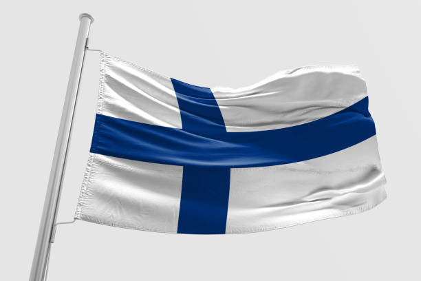 istock Isolated Finland Flag waving, 3D Realistic Finland Flag Rendered 985904860