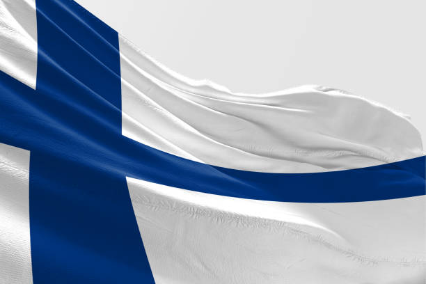istock Isolated Finland Flag waving, 3D Realistic Finland Flag Rendered 985904872