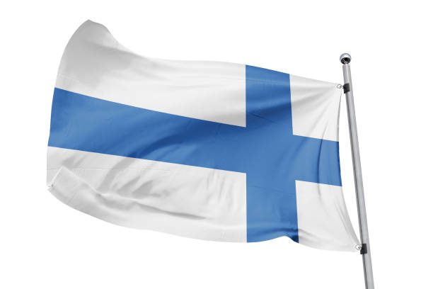 istock Isolated Finland Flag waving, 3D Realistic Finland Flag Rendered 985904980