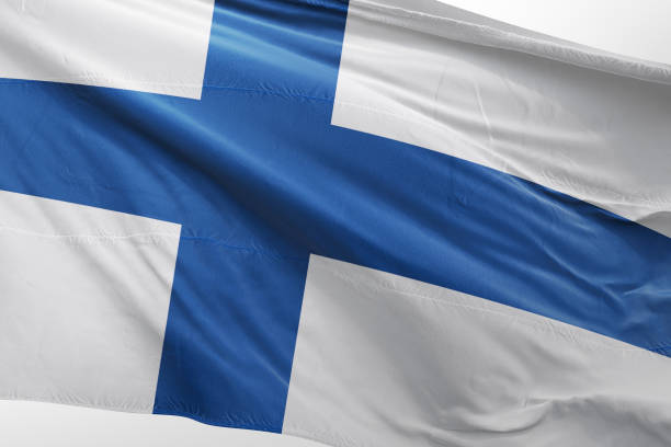 istock Isolated Finland Flag waving, 3D Realistic Finland Flag Rendered 985905040