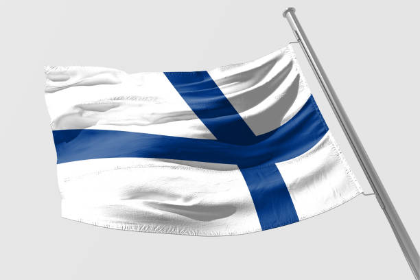 istock Isolated Finland Flag waving, 3D Realistic Finland Flag Rendered 985905184