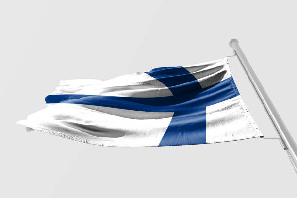 istock Isolated Finland Flag waving, 3D Realistic Finland Flag Rendered 985905204