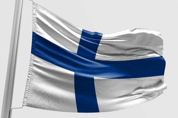 istock Isolated Finland Flag waving, 3D Realistic Finland Flag Rendered 985905300