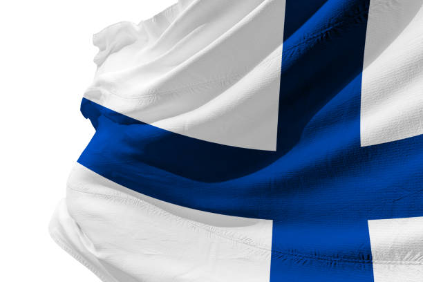Isolated Finland Flag waving, 3D Realistic Finland Flag Rendered