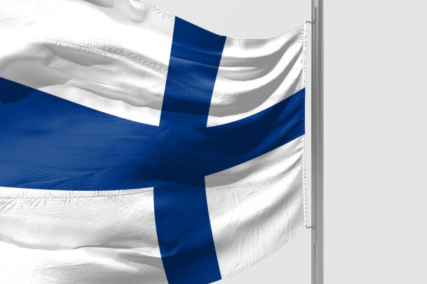 Isolated Finland Flag waving, 3D Realistic Finland Flag Rendered