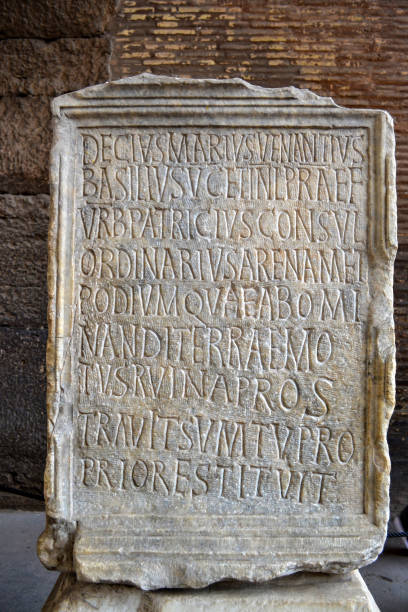 istock Ancient sign inside Colosseum, Rome, Italy. 985907144
