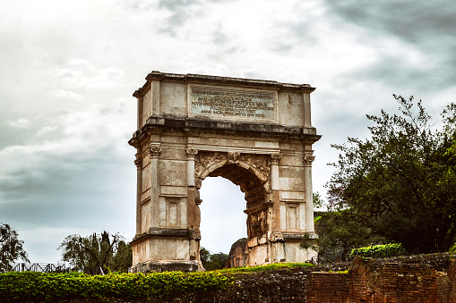 The Arch of Titus in Rome, Italy. Rome landmark.