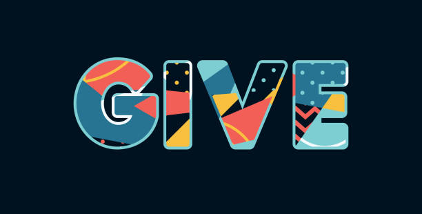 Give Concept Word Art Illustration The word GIVE concept written in colorful abstract typography. Vector EPS 10 available. tithe stock illustrations