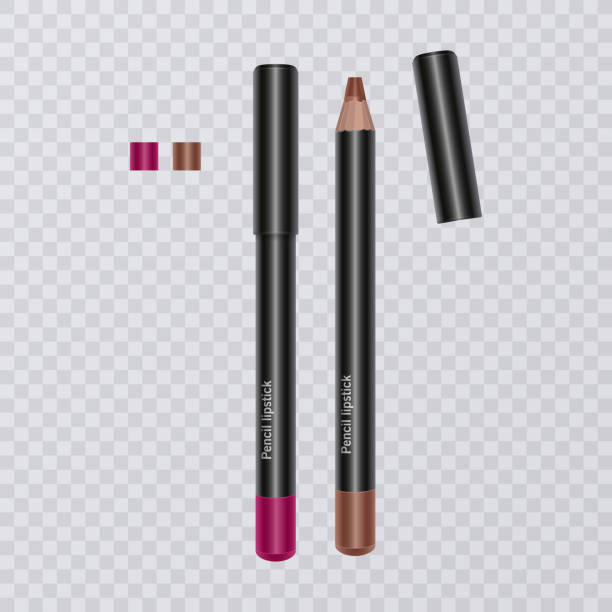 istock Set of realistic lip pencils on transparent background, lip liners of different bright colors, vector illustration 985914668