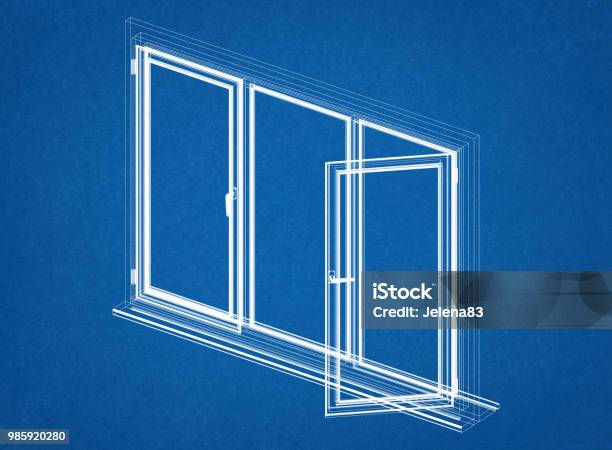 Window Insert Blueprint Windows Design Architect Blueprint Stock Photo - Download Image Now ...