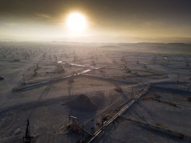 istock Long Shadows at Sunset in Kern Oil Field 985958776
