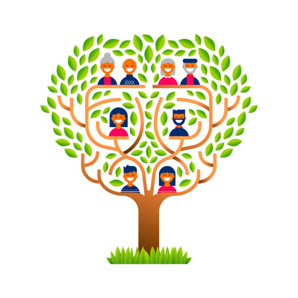 istock Big family tree with happy people icons 985966528