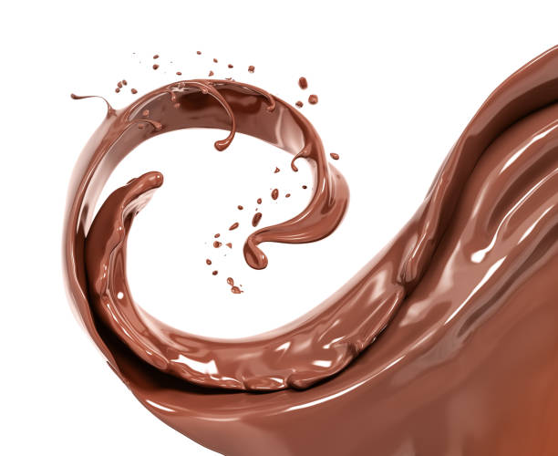 splash çikolata 3d render - chocolate splash stok fotoğraflar ve resimler