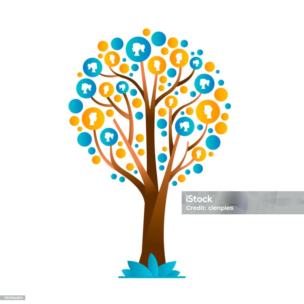 Family tree concept with people group icons Family tree template concept with people icons, modern design for life generations history or social community team. EPS10 vector. Family Tree stock vector