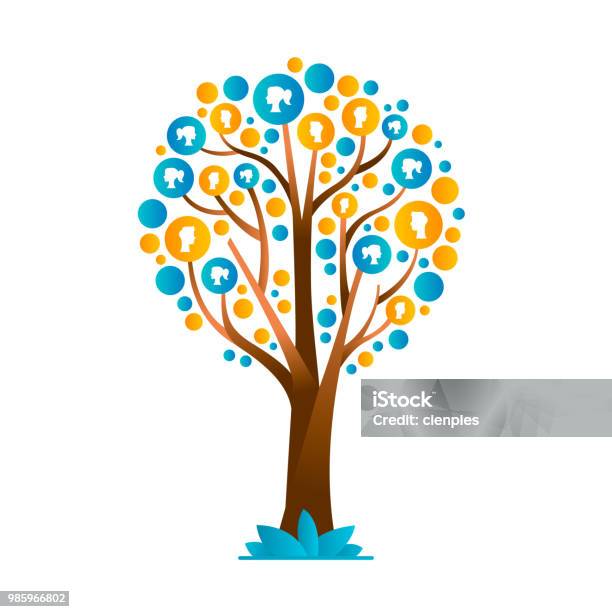 Family Tree Concept With People Group Icons Stock Illustration - Download Image Now - Family Tree, Origins, Icon Symbol