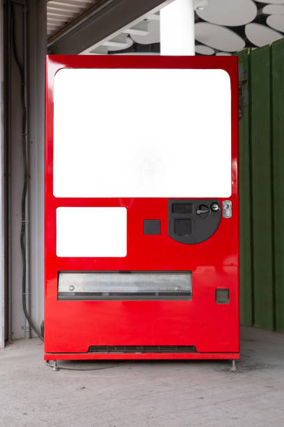 istock Realistic modern vending machine with steel body and electronic control panel 985967104