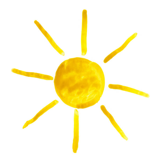 Bright plasticine sun at white background