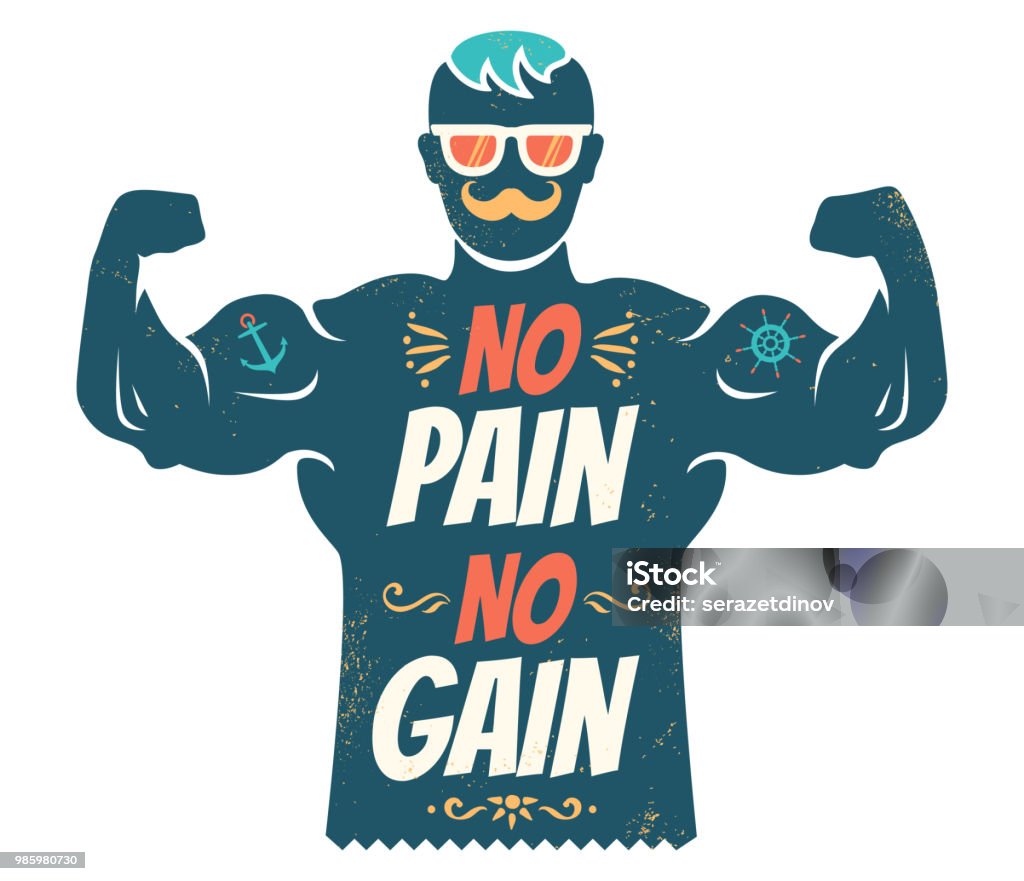 No Pain No Gain Stock Illustration - Download Image Now - Active Lifestyle,  Adult, Art - iStock