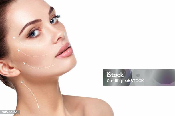 Aesthetic Facial Skin Care Cosmetology Stock Photo - Download Image Now - Human Face, Botulinum Toxin Injection, Picking Up