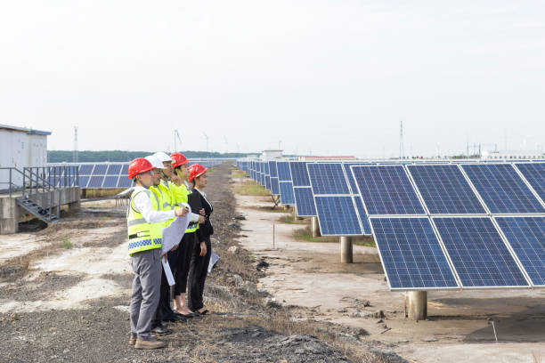 istock Engineers probe in the photovoltaic power base 985998846
