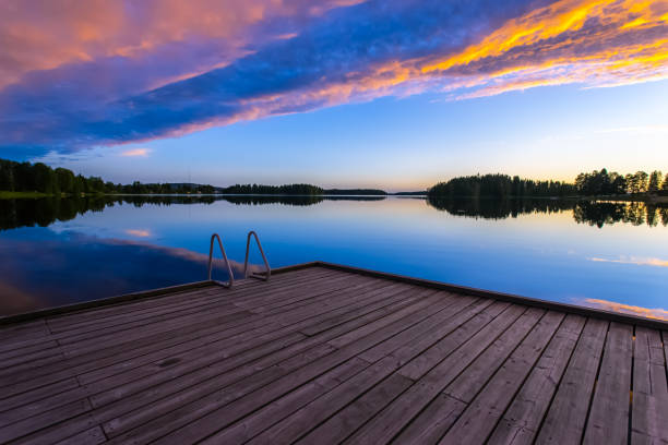 istock Summer night lake view from Sotkamo, Finland. 985999526