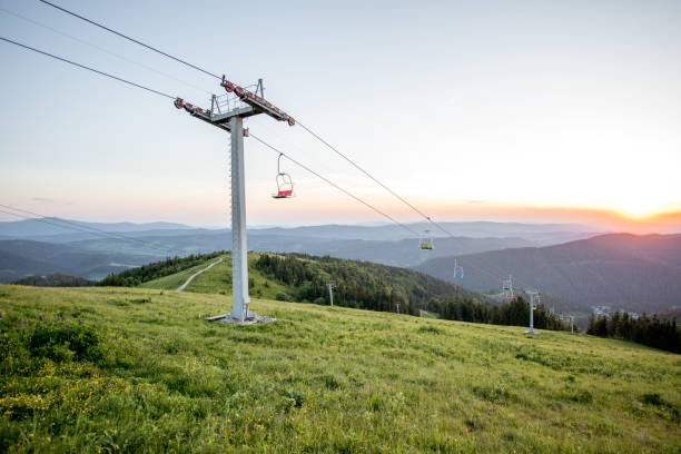 istock Carpathian mountains with ski lift in Ukraine 986034822