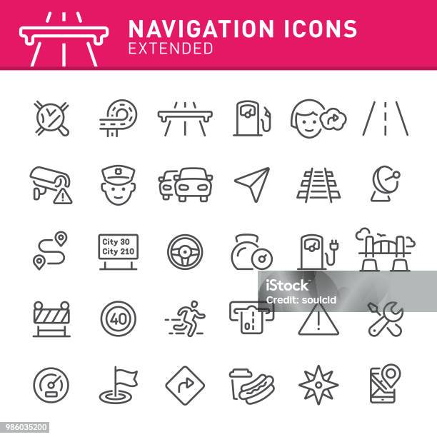 Navigation Icons Stock Illustration - Download Image Now - Traffic Jam, Icon Symbol, Bridge - Built Structure