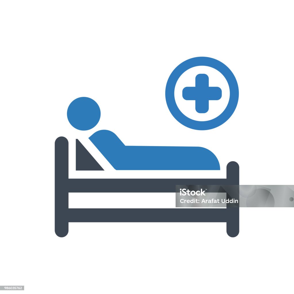 Icono de cama de Hospital - arte vectorial de Hospital libre de derechos