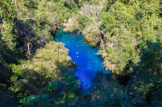 lagoa misteriosa, linda de lagoa de águas transparentes do azul turquesa - translucid - fotografias e filmes do acervo