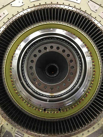 A gas turbine is open for a full inspection